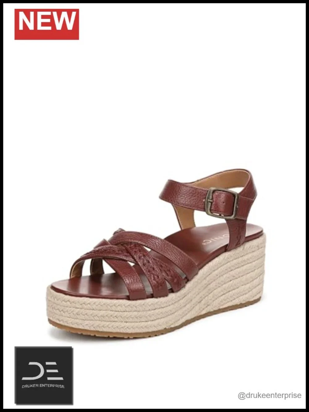 Vionic Dana Espadrille Wedge Sandal Leather Ankle Strap Women's